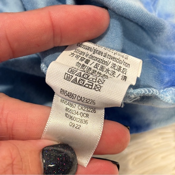 Victoria's Secret PINK Oversize Varsity Sweatshirt Glitter Color Tie Dye Blue LG - Picture 6 of 10